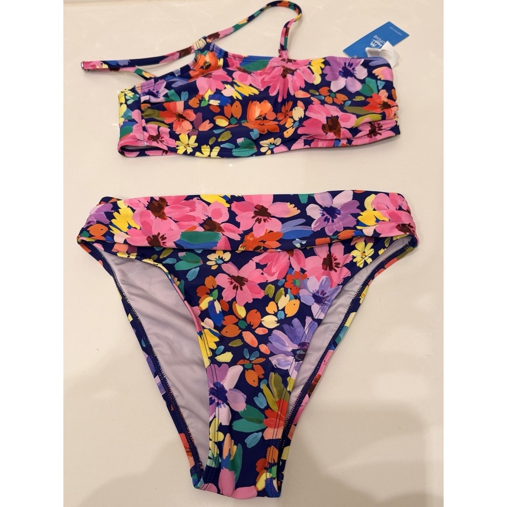 NWT Cupshe‎ Alegria Floral Bikini Set Navy Pink Size Small